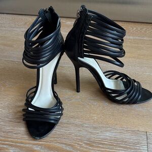 Herve Leger Black Strappy Heels